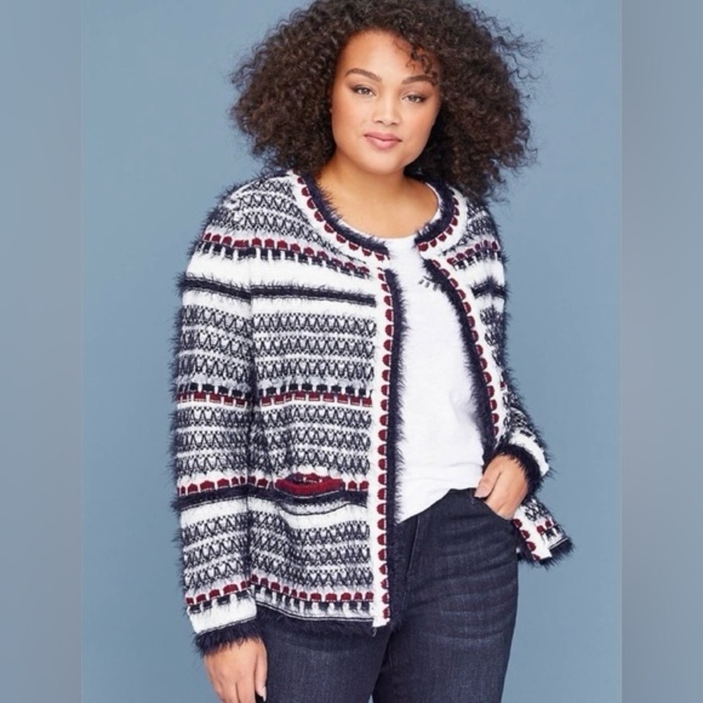 Lane Bryant Eyelash Open Front Cardigan